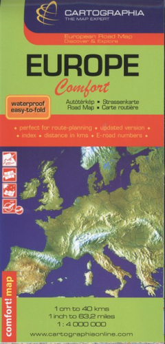 *Európa comfort autótérkép (1:400 000) laminált /European Road Map